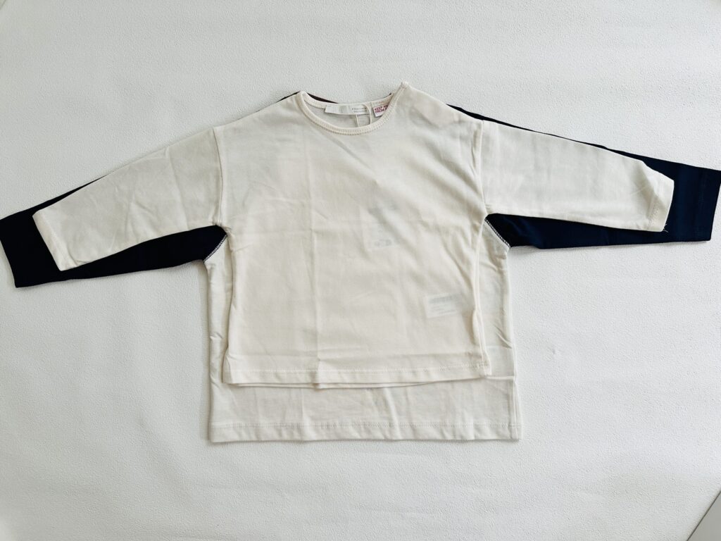 ZARAベビー80と92のサイズの違い（平置き比較）